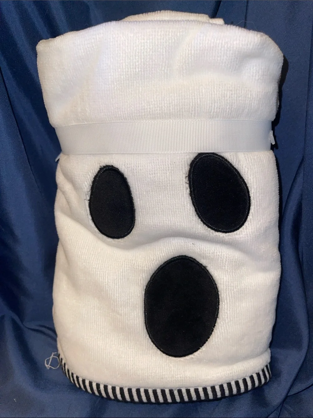 Well Dressed Home - Set of Two Halloween Theme Hand Towels with Ghost Face.